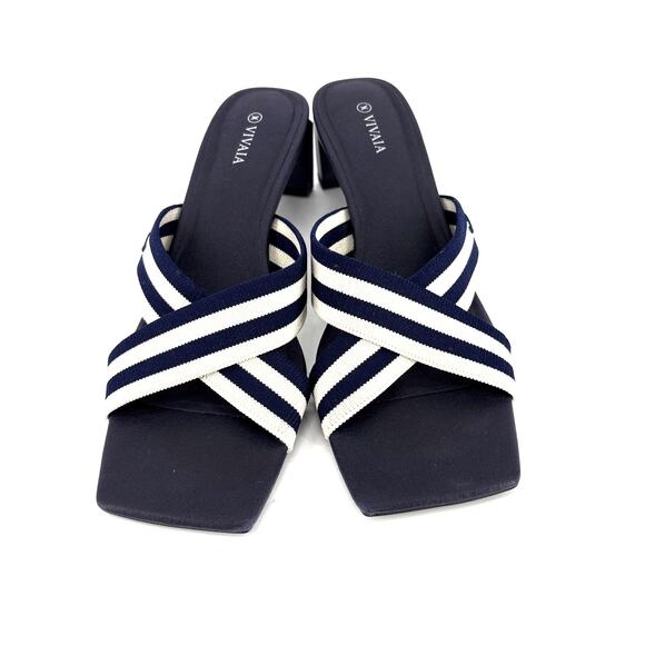Vivaia Sandals Women 11 EU 42 Jennifer Square Toe Criss Cross Block Heel Shoe - Picture 1 of 8